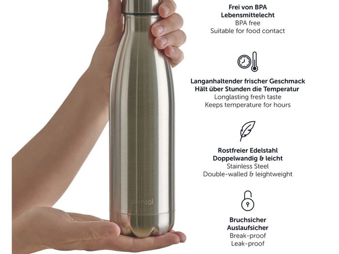Brand New Blumtal Charles stainless steel thermal water bottle - 1 liter BPA-free thermal water bottle -