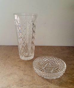 Vintage Waterford crystal vase & jewellery tray