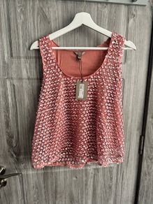 BNWT River Island Pink Sequins Top - UK 16