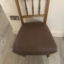 Antique chair wood painted gold with taupe silk type cover Image 2