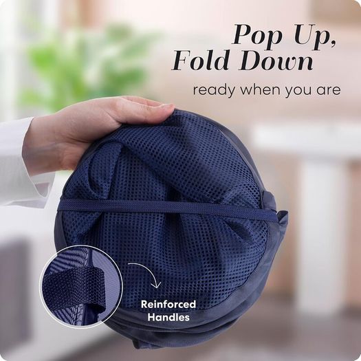 Deluxe Pop-up Laundry Basket 14 x 24 inch Navy - Brand New