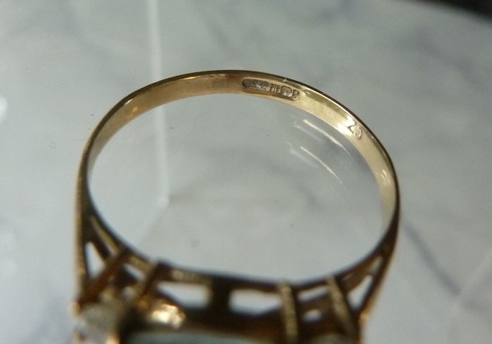 Vintage 9ct Gold Topaz and CZ Trilogy Ring by Charles Lyster and Son, Size P, 1.54g
