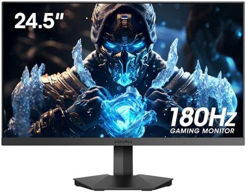 KOORUI 24.5 Inch FHD Gaming Monitor, VA, 1ms, Adpitive Sync, HDMI (144Hz)/DisplayPort (180Hz), sRGB 99%, VESA, Tilt Adjustable, Eye Care