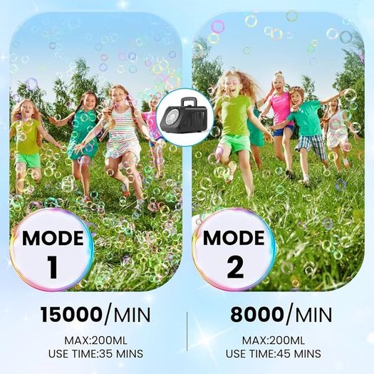 Bubble Machine, Automatic Bubble Blower 15000+ Bubbles Per Minute, Bubble Machine for Kids Toddler, Portable Bubble Maker with 2 Speeds, Outdoor Bubble Toys for Parties, Birthday, Wedding