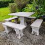 Genuine Marble Garden Table & 4 Matching Benches - High Quality Set Image 2