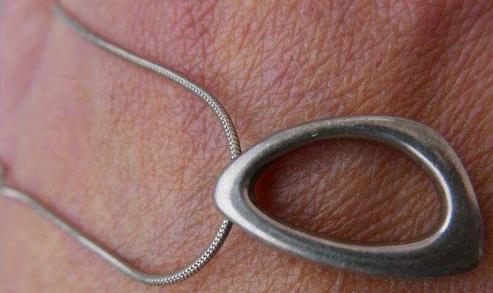Vintage Sterling Silver 926 Triangle Pendant Necklace on Snake Chain 8,3g