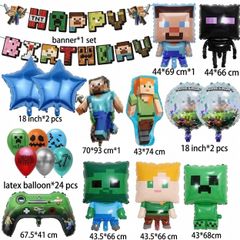37pcs Minecraft Mega Party Set Steve & Alex Theme