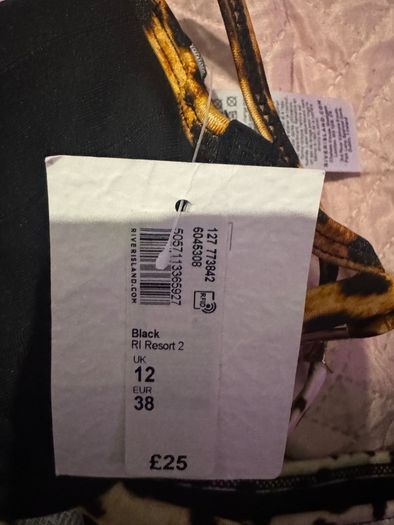 BNWT River Island Black leopard print bikini high leg Resort 2 set size UK12 EU40 Postage included