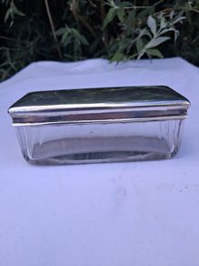 Walker &Hall Art Deco Sterling Silver And Cut Glass Sarcophagus
