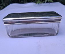 Walker &Hall Art Deco Sterling Silver And Cut Glass Sarcophagus