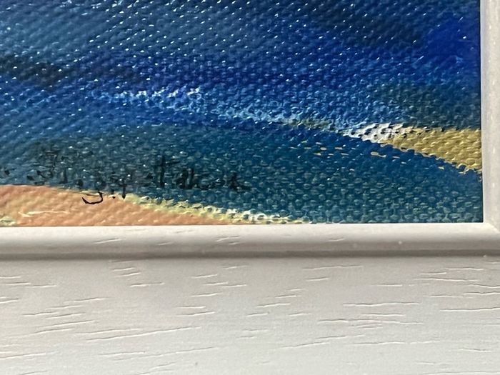 Original Helen Fitzpatrick ? Seascape Oil Painting High-Quality Custom frame