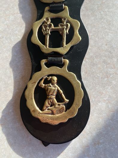 Vintage Collectable Horse Brass leather strap
