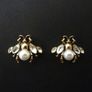 Pearl Bee Statement Gold Stud Earrings Image 2