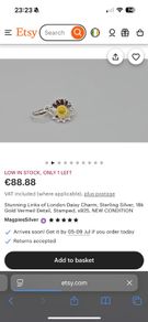 Links of London Daisy Charm, Sterling Silver, 18k Gold Vermeil Detail