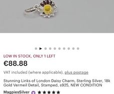 Links of London Daisy Charm, Sterling Silver, 18k Gold Vermeil Detail