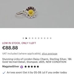 Links of London Daisy Charm, Sterling Silver, 18k Gold Vermeil Detail