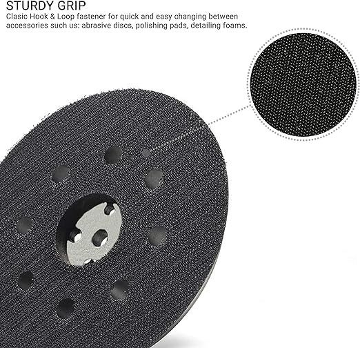 GLASS POLISH 12719 | Random Orbit Sander Backing Pad, Sanding Backer with Hook and Loop 125 mm