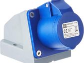 Commando K9201 Angled Socket Outlet 16 Amp 2P+E 200-250 Volt (IP44) Blue