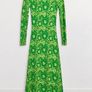ZARA Green Floral Jacquard Knit Maxi Dress Size S Image 2