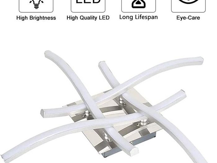 LED Ceiling Light, Elegant Curved Design Ceiling Lights, 4 Built-in LED Boards, 28W Cool White Light 6000K,Modern Ceiling Fixture for Living Rooms, Bedroom, Kitchen Hallway and Bedroom,2000 Lumens (FREE POSTAGE)