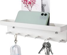 6 Hooks Key Holder Wall Mounted, Letter Holder with Key Hooks, Mail Organizer Wall Mount with Key Hanger, Small Key Rack for Hallway, Entryway, Kitchen, Bathroom (FREE POSTAGE)