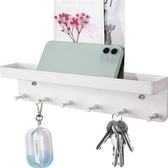 6 Hooks Key Holder Wall Mounted, Letter Holder with Key Hooks, Mail Organizer Wall Mount with Key Hanger, Small Key Rack for Hallway, Entryway, Kitchen, Bathroom (FREE POSTAGE)