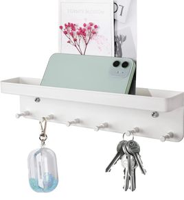 6 Hooks Key Holder Wall Mounted, Letter Holder with Key Hooks, Mail Organizer Wall Mount with Key Hanger, Small Key Rack for Hallway, Entryway, Kitchen, Bathroom (FREE POSTAGE)