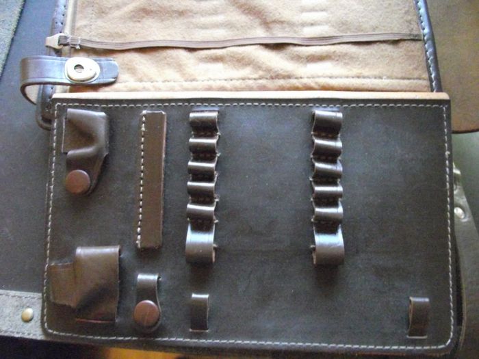 1970s Soviet Military Army Officer's Leather Sam Browne Belt with Field Bag Map-case
