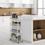 4-Tier Slim Storage Cart, Kitchen Storage Wagon, Rolling Kitchen Shelving Unit on Wheels Mobile Slit Cart with Wooden Tabletop for Bathroom, Laundry Narrow Places Image 2