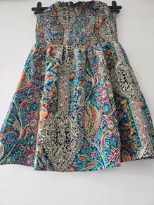 Boho Multicolor  Strapless Short Dress Small size