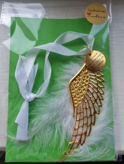 Memorial "I will hold You in My Heart Till I Hold You in Heaven " Angel Wing Freepost Hand Crafted