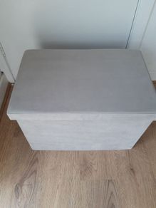 Velvet Grey Ottoman / Storage Box