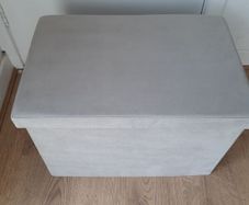Velvet Grey Ottoman / Storage Box