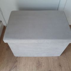 Velvet Grey Ottoman / Storage Box