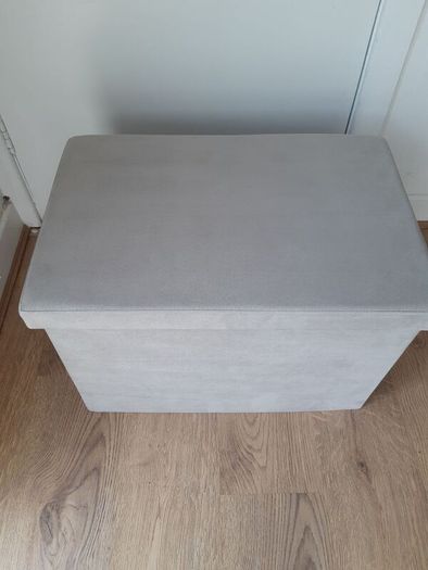 Velvet Grey Ottoman / Storage Box