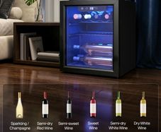 12 Bottle Wine Cooler, 36 Litre Capacity, 4-16C Under Counter Drinks Beer Wine Fridge with Glass Door, LED Light