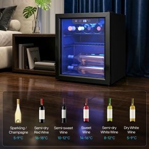 12 Bottle Wine Cooler, 36 Litre Capacity, 4-16C Under Counter Drinks Beer Wine Fridge with Glass Door, LED Light