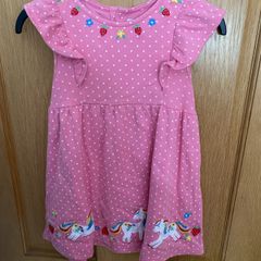 Jojo Maman Girls pink unicorn dress aged 3-4 years
