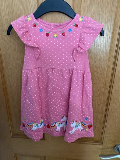 Jojo Maman Girls pink unicorn dress aged 3-4 years