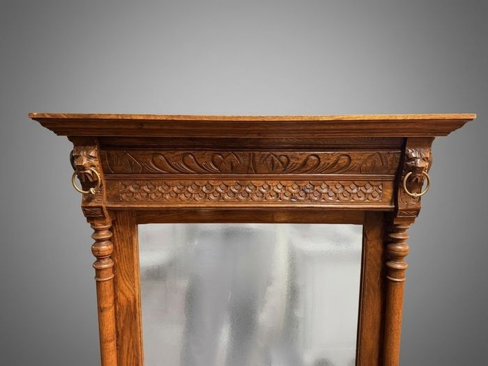 Late 19th Century Belgian Mechelen Carved Oak Mirror