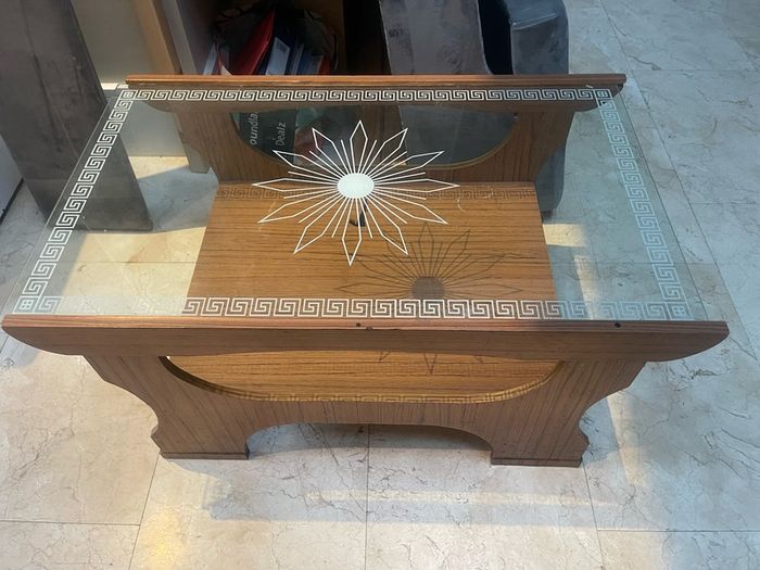 Lovely Glass Topped Wooden Coffee Table - Can Deliver