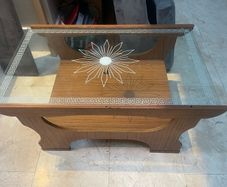 Lovely Glass Topped Wooden Coffee Table - Can Deliver