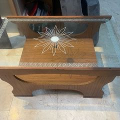 Lovely Glass Topped Wooden Coffee Table - Can Deliver