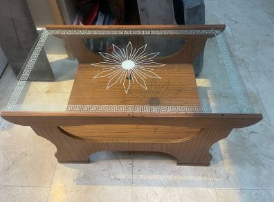 Lovely Glass Topped Wooden Coffee Table - Can Deliver