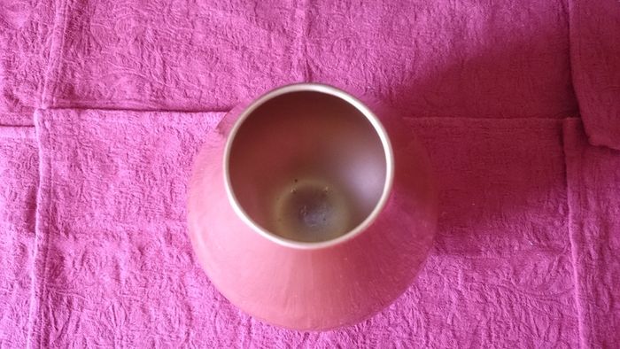 9 Inches Tall Orange Glass Vase Made In Spain