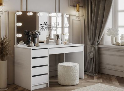 Glamour Vanity Table with Hollywood Mirror