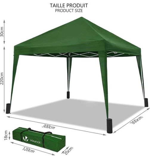 3x3m Pop Up Gazebo with 4 Leg Weight Bags, Folding Party Tent for Garden Outdoor, Green (FREE POSTAGE)