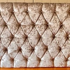 Silver Crushed Velvet Tufted Headboard - 5ftx2.5ft