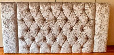 Silver Crushed Velvet Tufted Headboard - 5ftx2.5ft