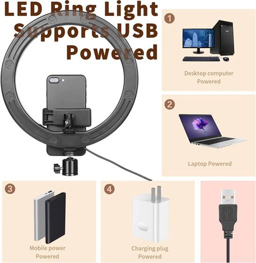 10" with 67" Extended Tripod Stand & Phone Holder for YouTube Video, Camera Led Ring Light for Streaming, Makeup, Selfie Photography Compatible with iPhone Android (FREE POSTAGE)